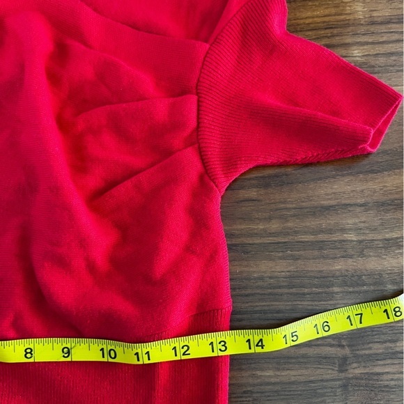 MICHELLE MASON Revolve Red Ribbed Short Sleeve Crossover Sweater Dress Sz small - Picture 11 of 13